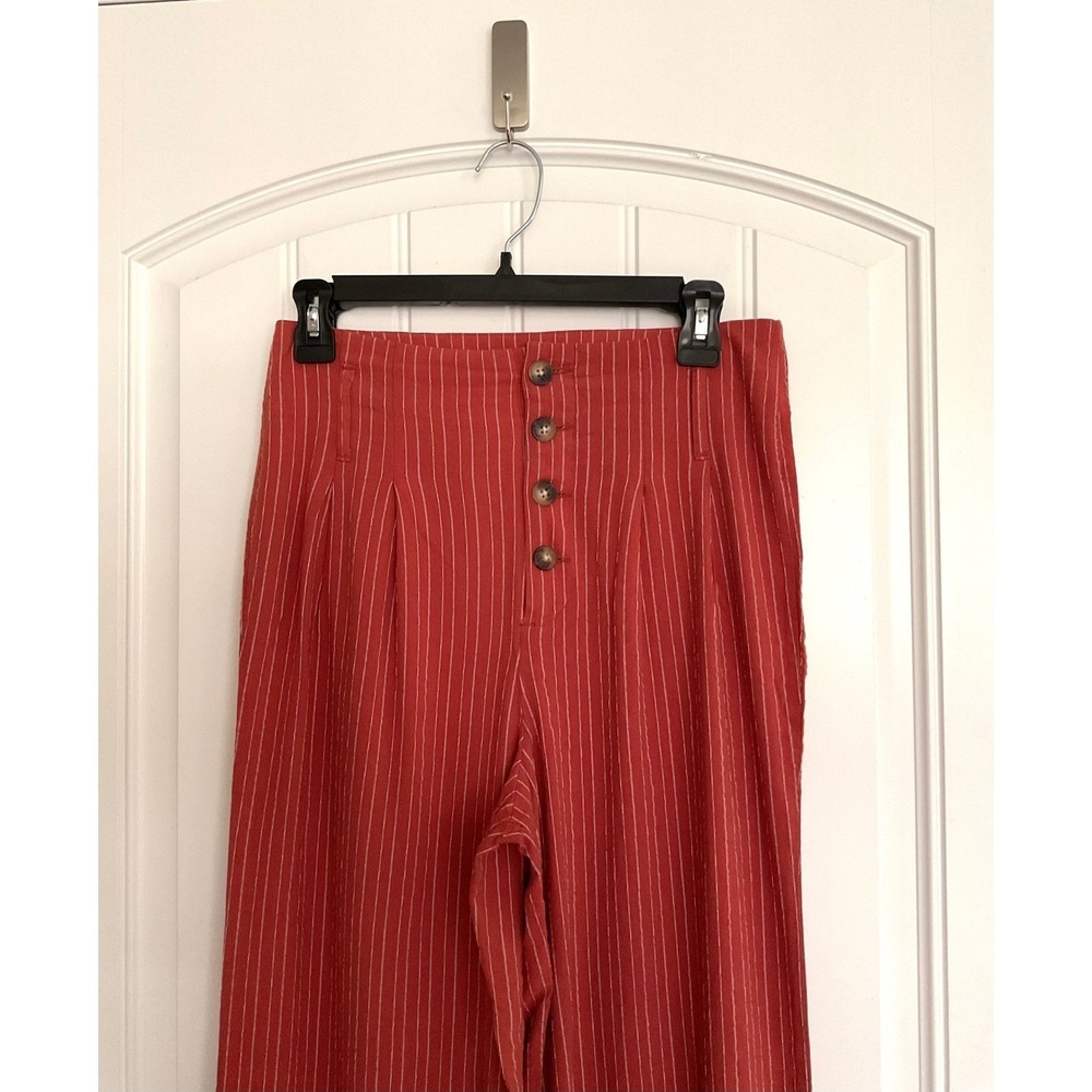 Francesca's Blue Rain Women's Boho Orange High Waisted Wide Leg Pants Size Small - Picture 4 of 8